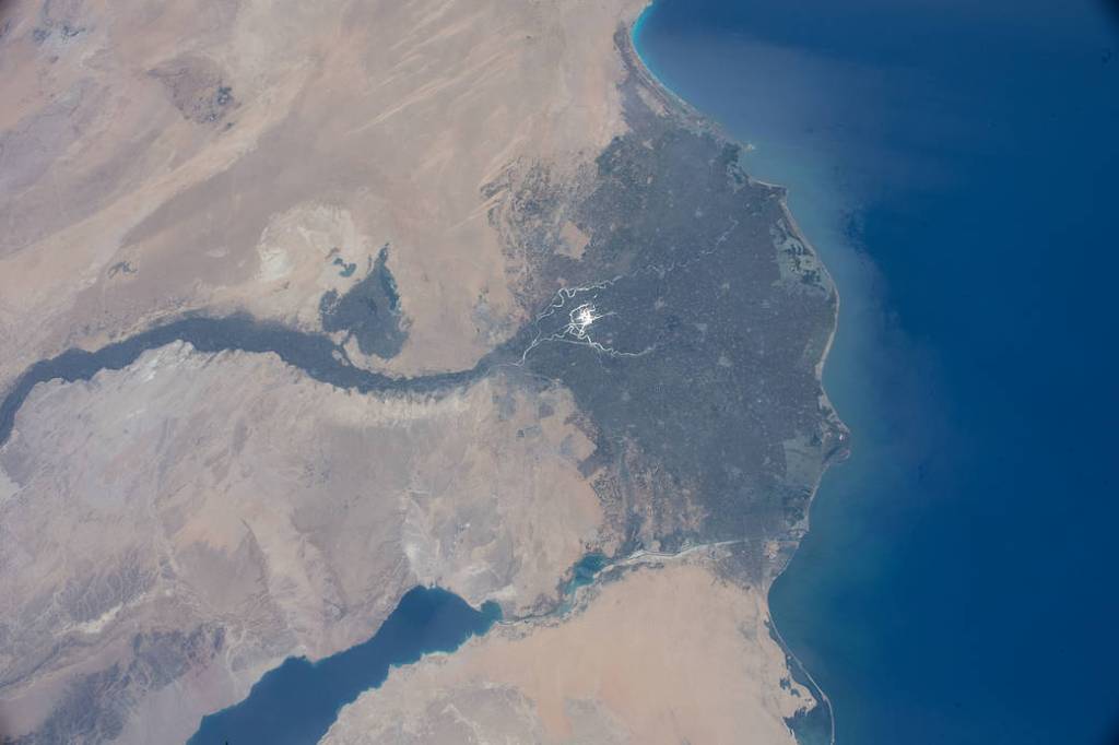 The Nile Delta is pictured from the International Space Station