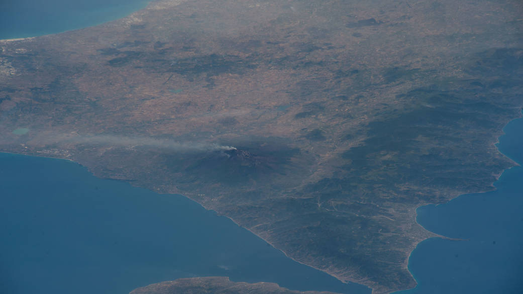Mount Etna is pictured from the International Space Station