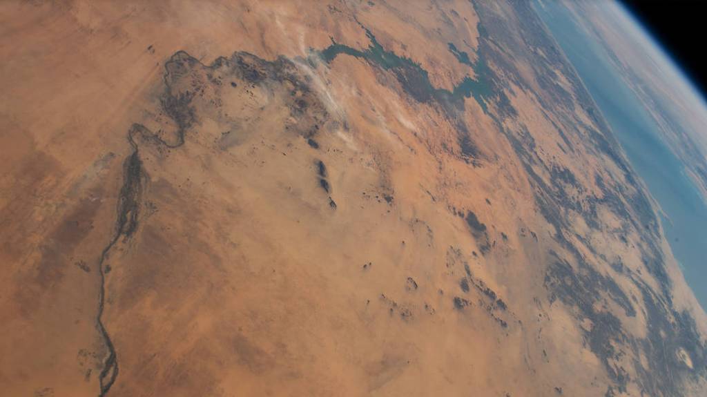 The Nile River is pictured flowing toward the Mediterranean Sea