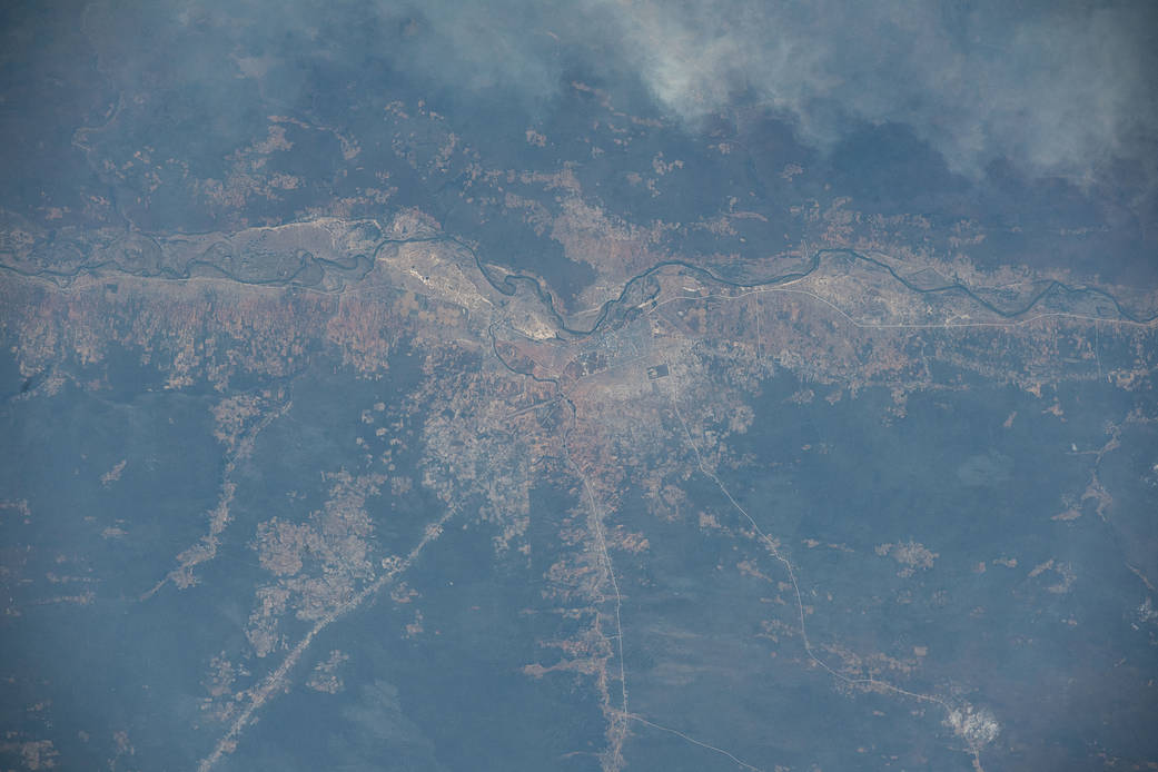 The Cubango River separates Angola and Namibia