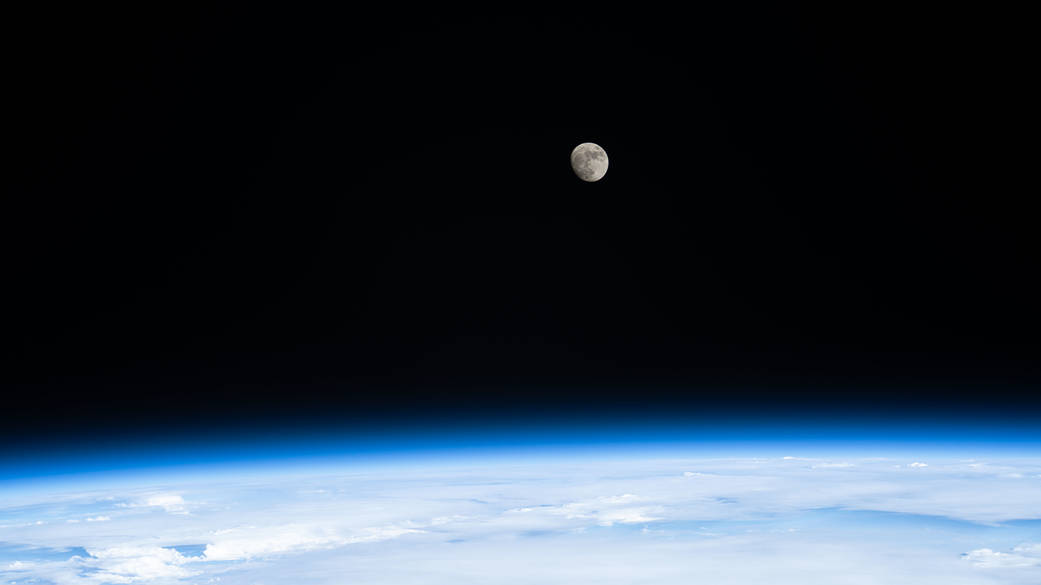The waxing gibbous Moon above the Pacific Ocean