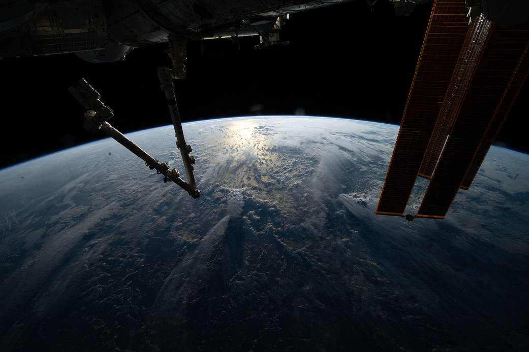 The sun's glint beams off the Indian Ocean