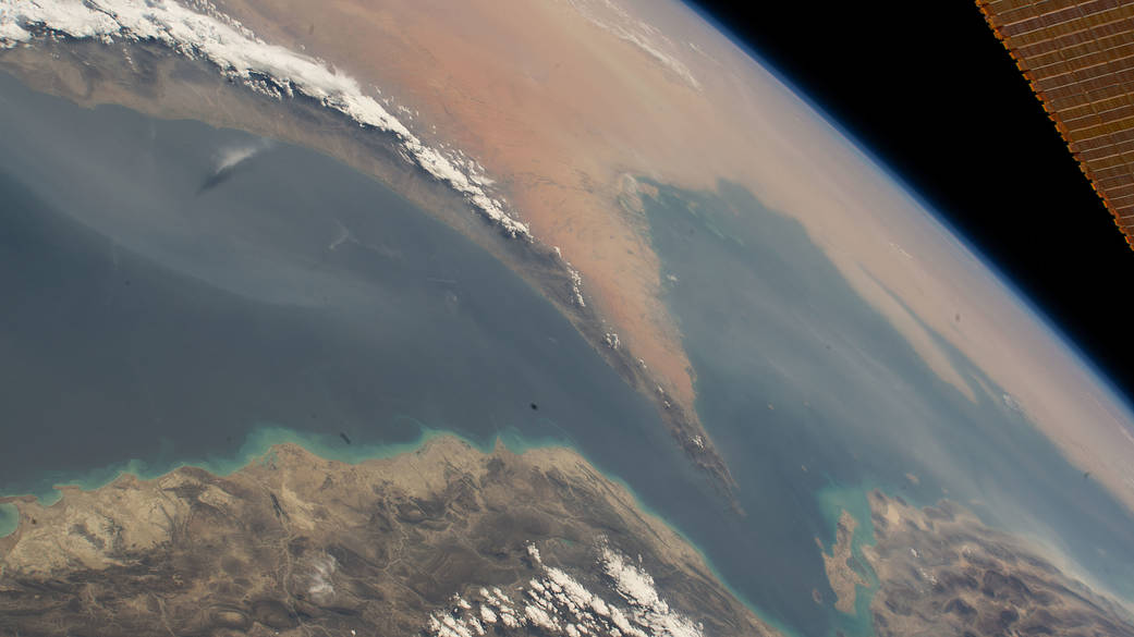 The Strait of Hormuz connects the Gulf of Oman with the Persian Gulf