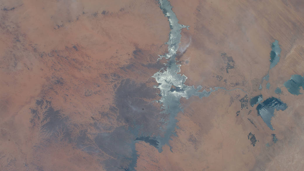 The sun's glint beams off Egypt's Lake Nasser