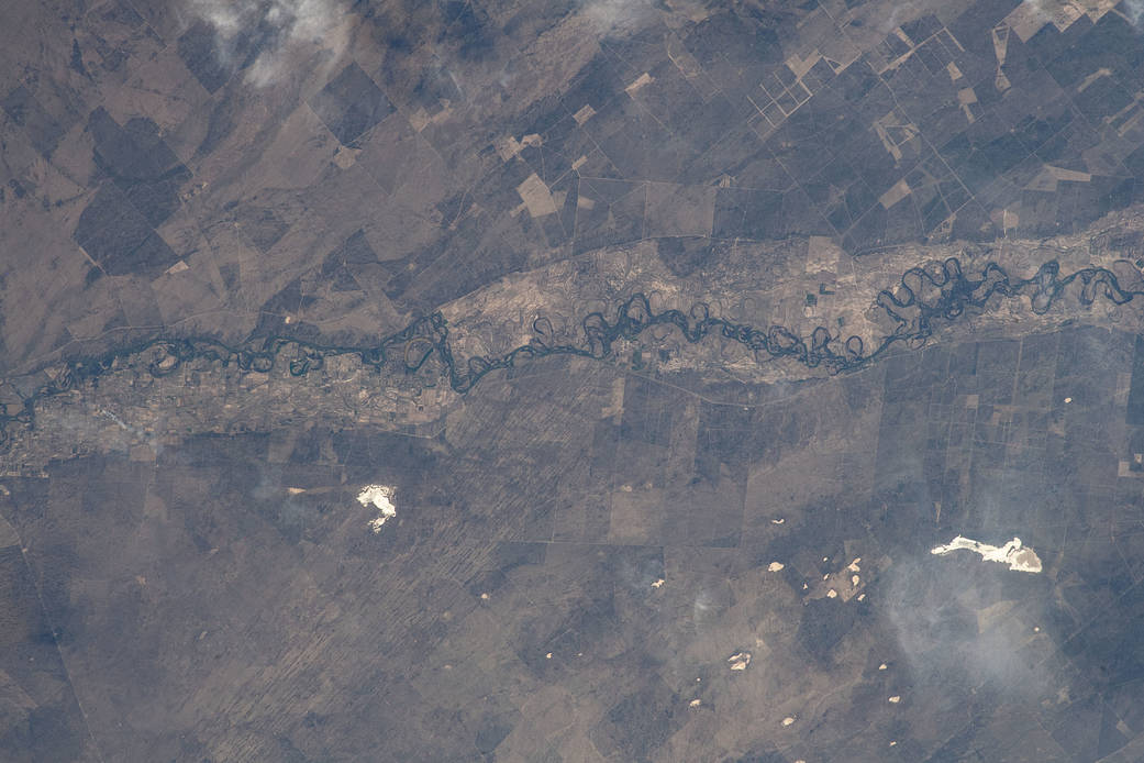 The Rio Negro flows southeast through Argentina