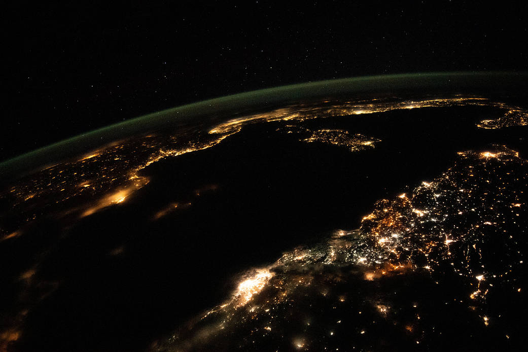 Night time photograph of north Africa and southern Europe