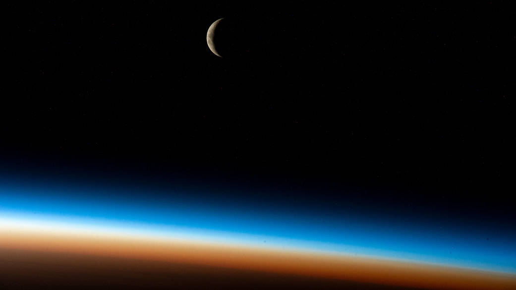 The waxing crescent Moon above the Atlantic Ocean