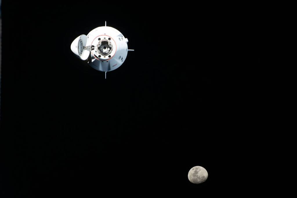 SpaceX Dragon Endurance and the waxing gibbous Moon