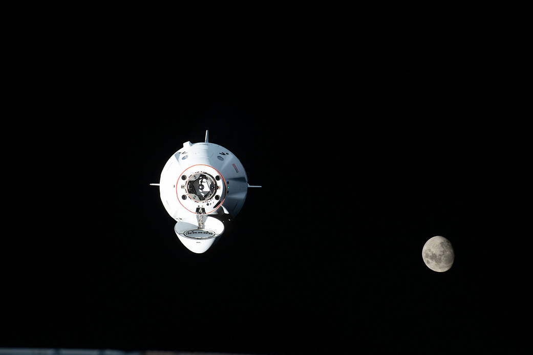 SpaceX Dragon Endurance and the waxing gibbous Moon