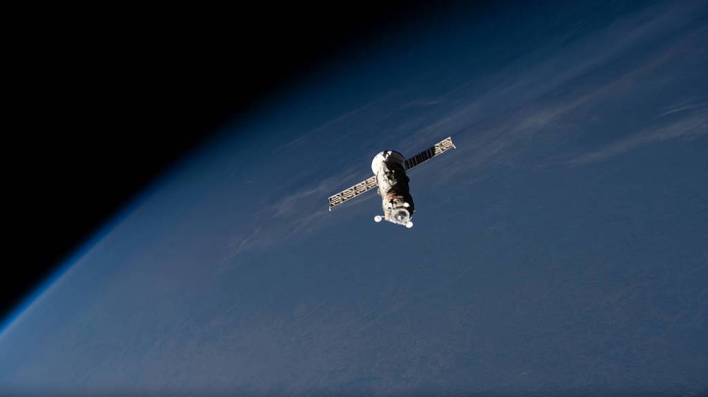 The ISS Progress 80 cargo craft departs the space station