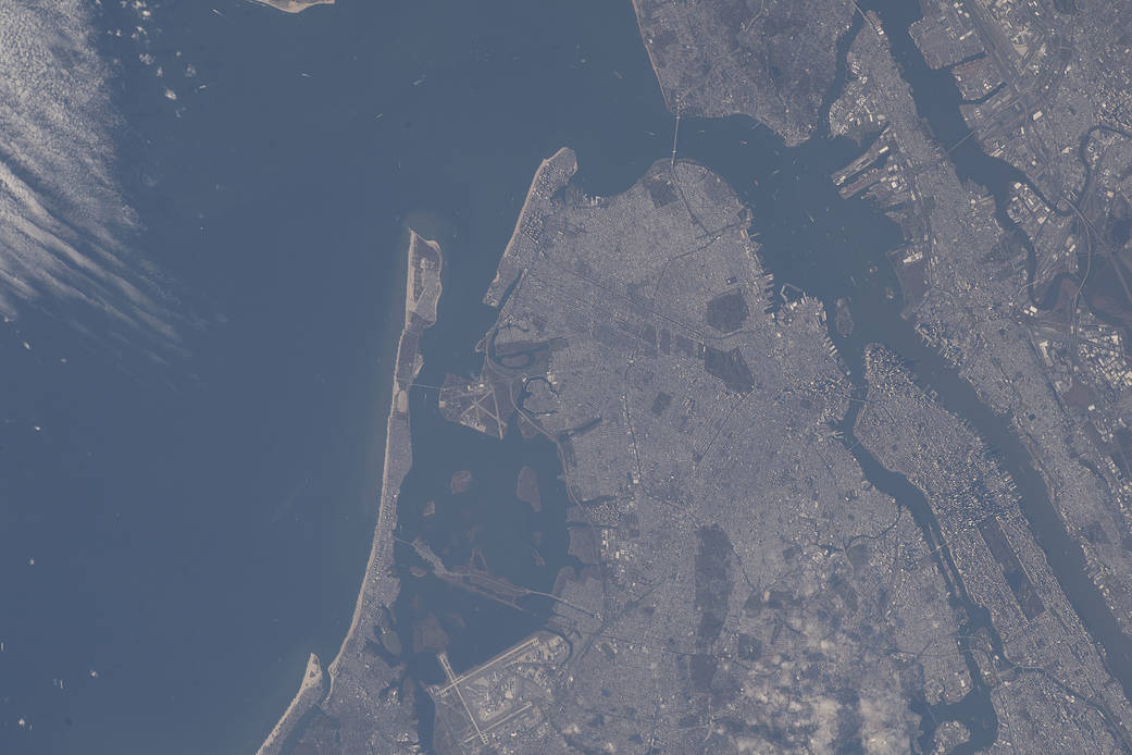 New York City pictured from 263 miles above the Atlantic Ocean