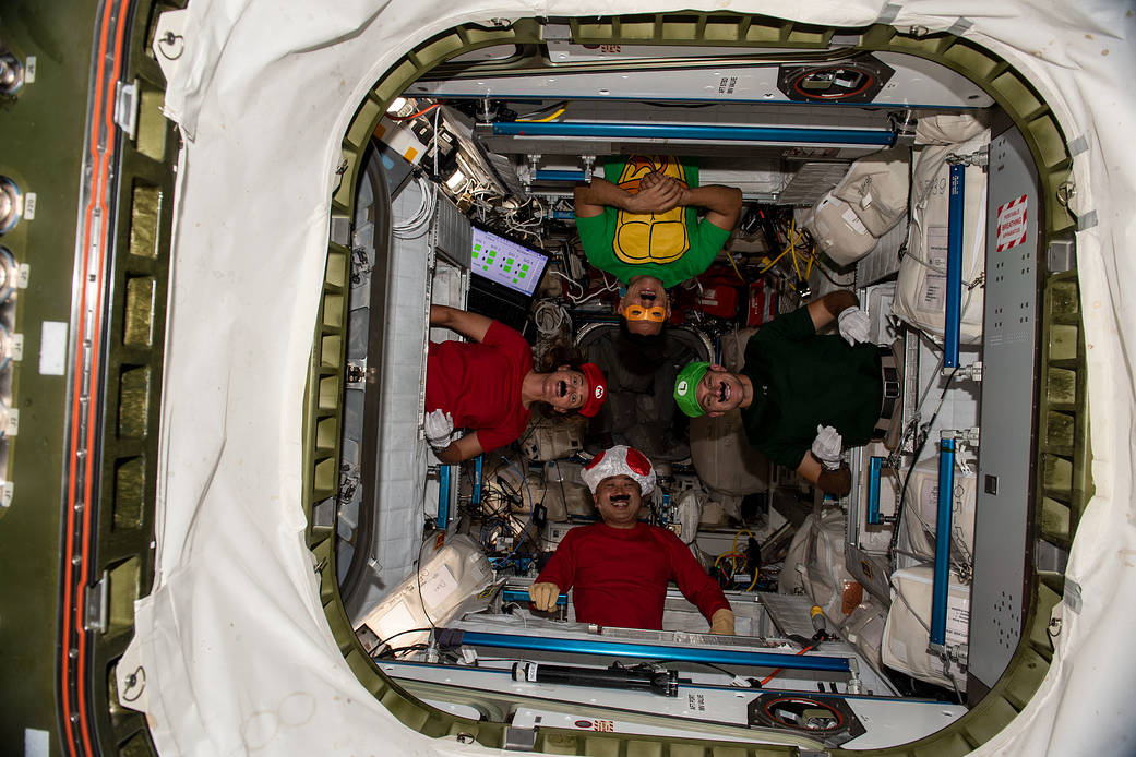 Four Expedition 68 Flight Engineers celebrate Halloween