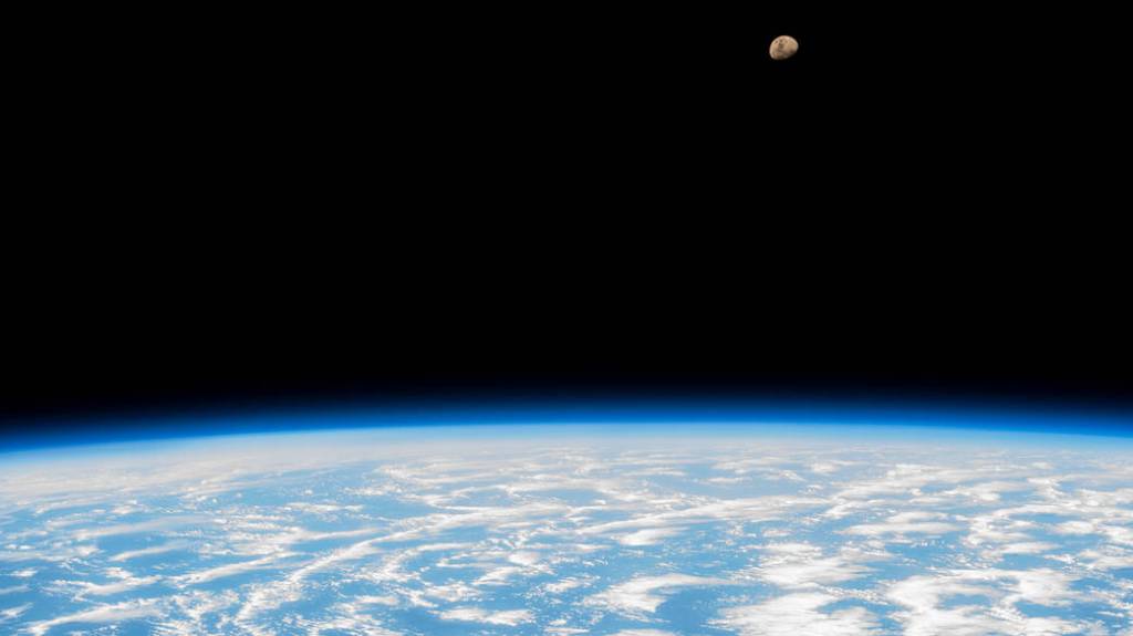 The waxing gibbous Moon above the Indian Ocean