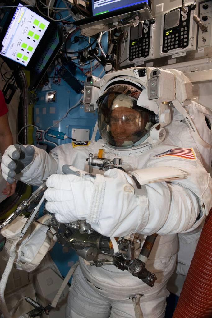 Astronaut Frank Rubio is pictured inside his spacesuit