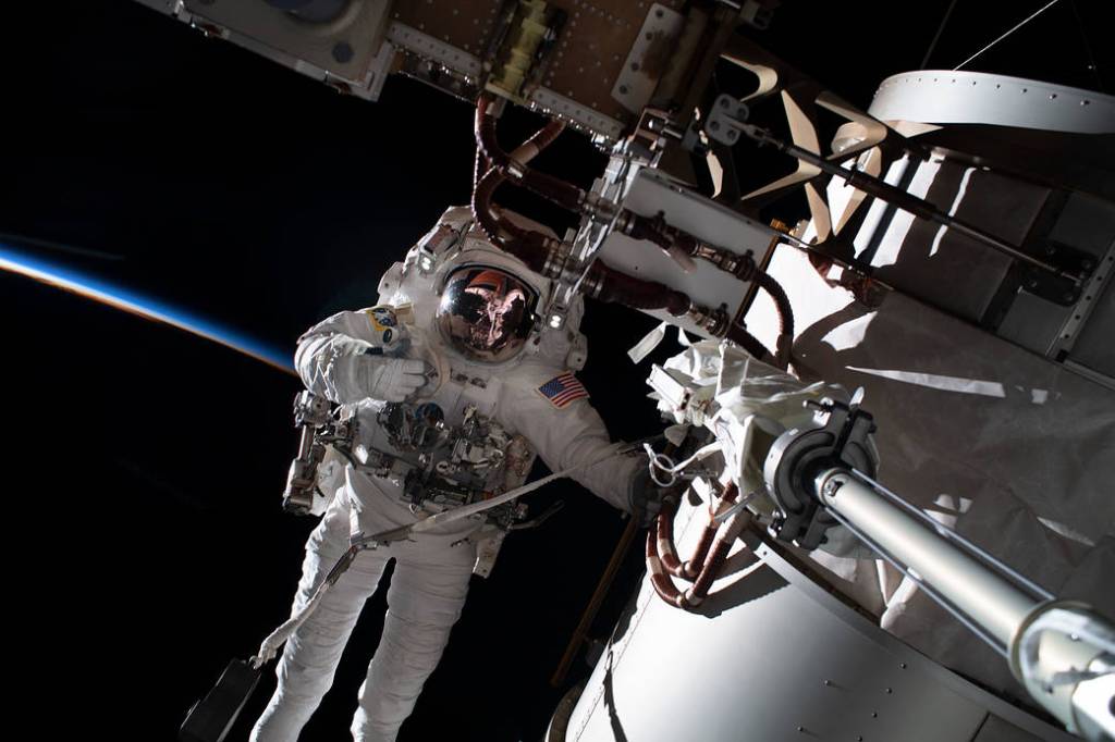 NASA spacewalker Frank Rubio during an orbital sunset