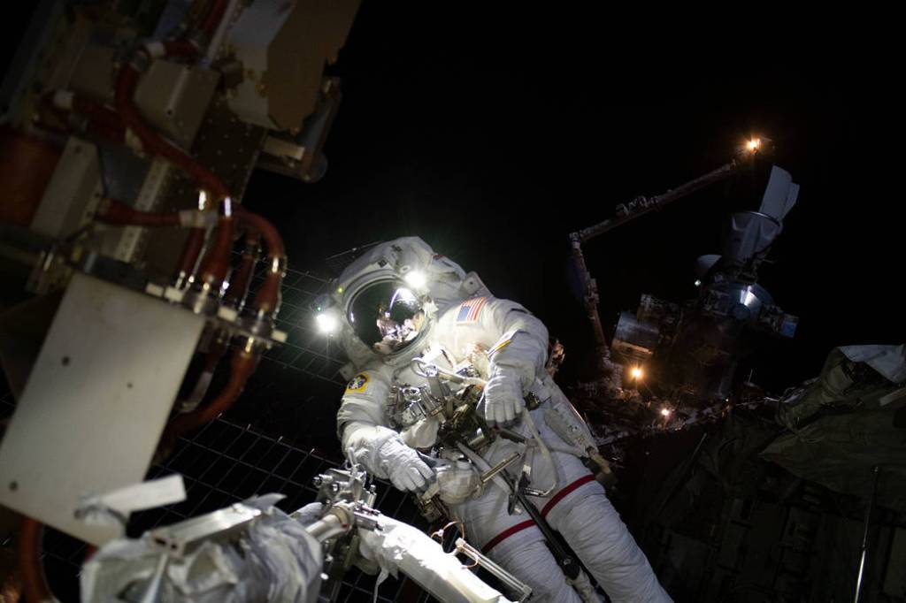 NASA spacewalker Josh Cassada suited up in his EMU