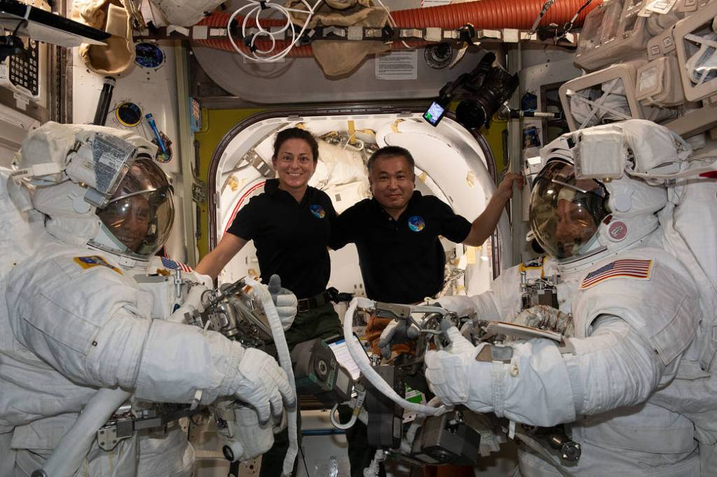 Expedition 68 astronauts prepare to begin a spacewalk