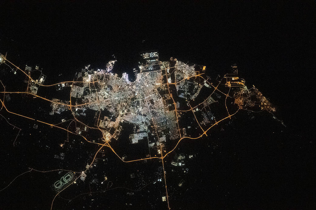 The city lights of Doha, Qatar