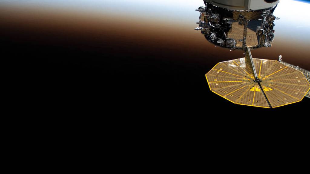 The Cygnus space freighter’s cymbal-shaped UltraFlex solar array