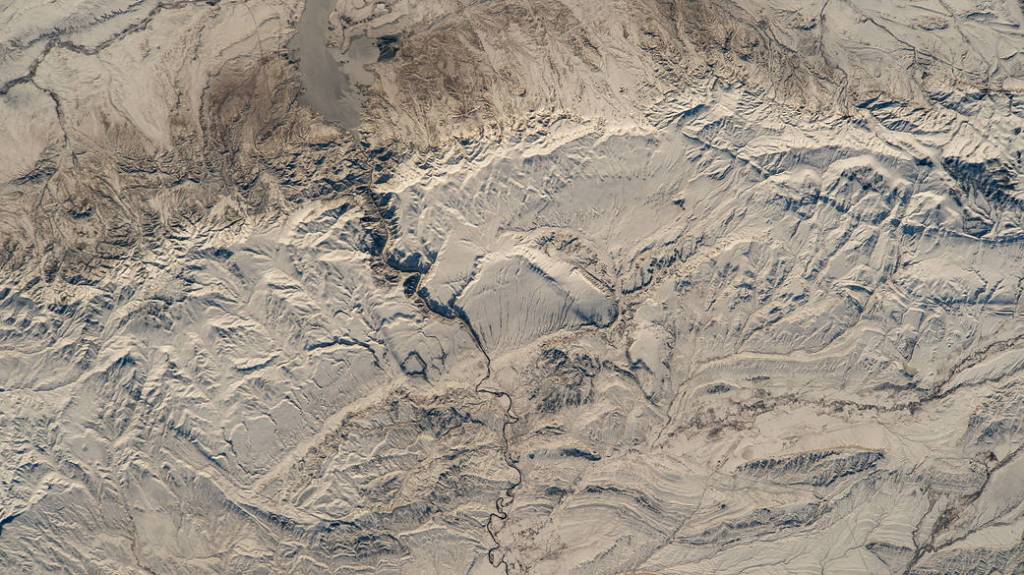 A snow-covered Boysen State Park in Wyoming