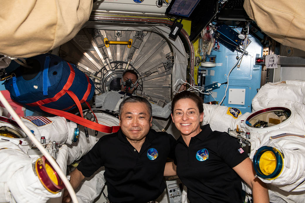 Expedition 68 Flight Engineers Koichi Wakata and Nicole Mann