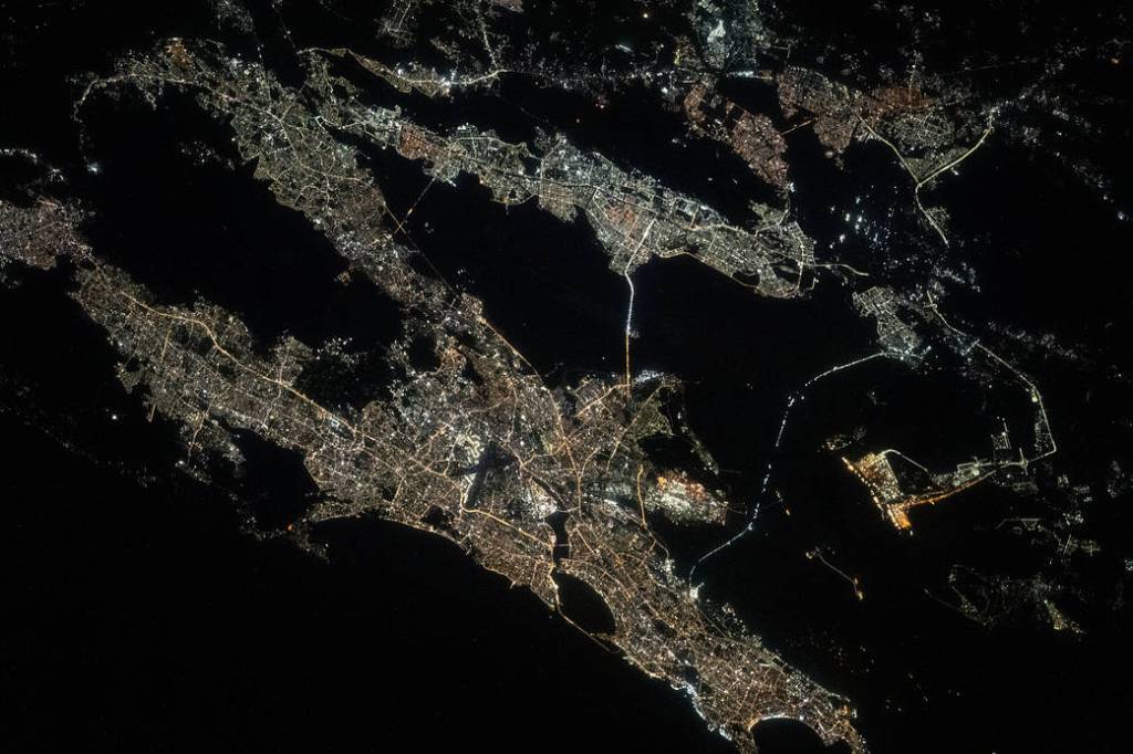 The city lights of Mumbai, India