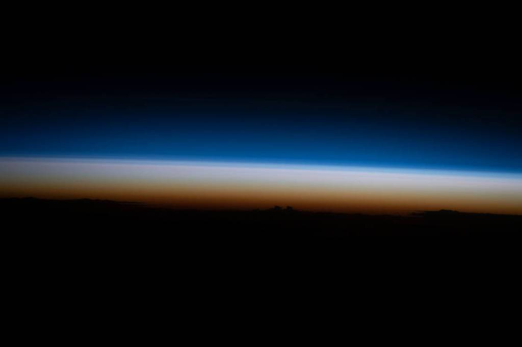 Earth’s illuminated atmosphere just after orbital sunset
