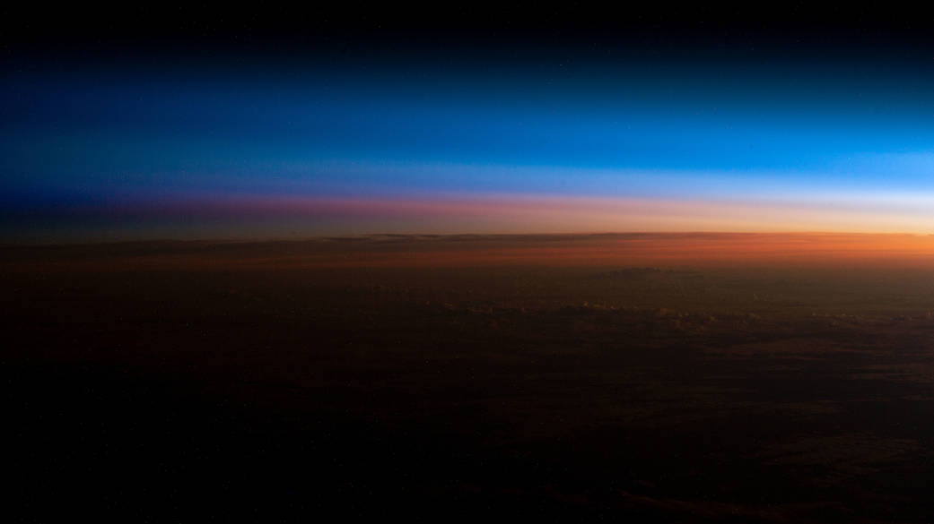 An orbital sunrise above southern Brazil