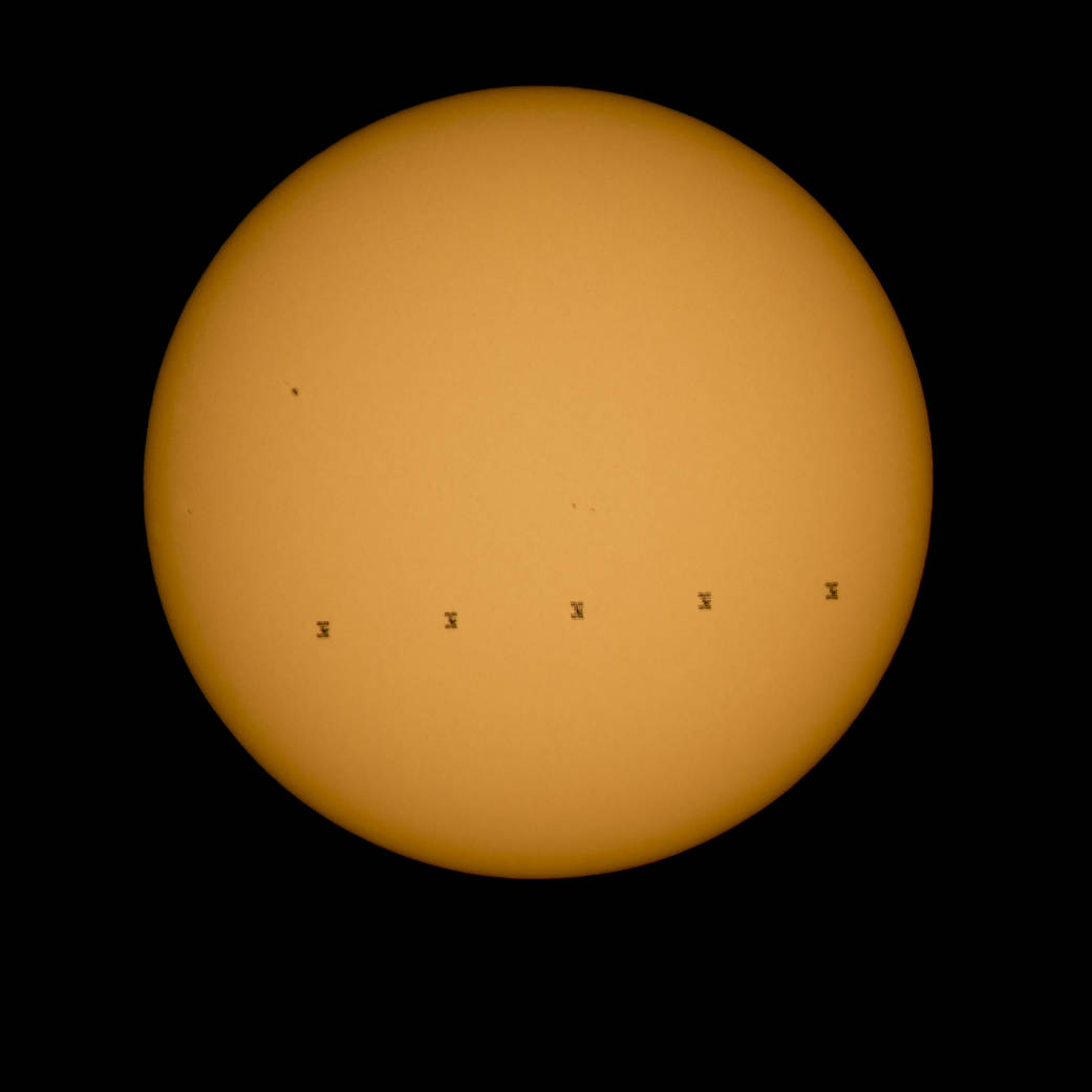 Composite image of the ISS transiting the Sun