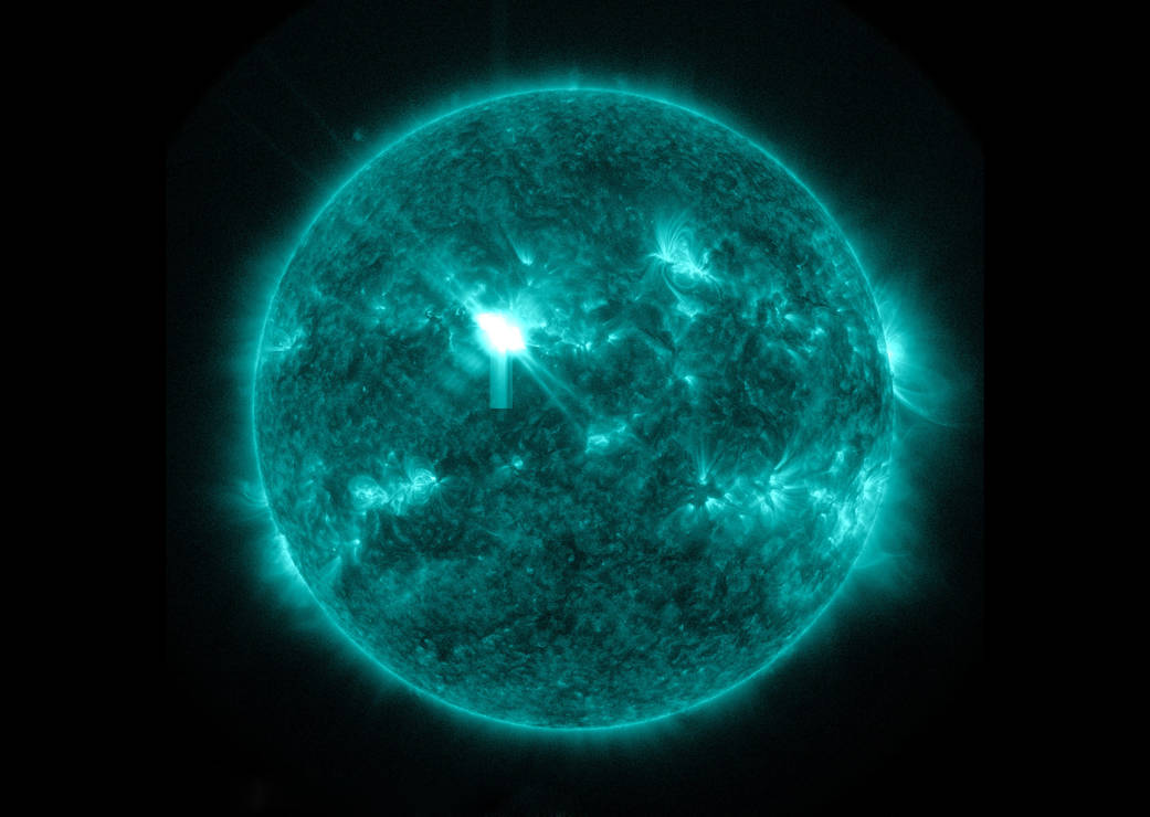 An X1.6 class solar flare flashes in the middle of the sun on Sept. 10, 2014.