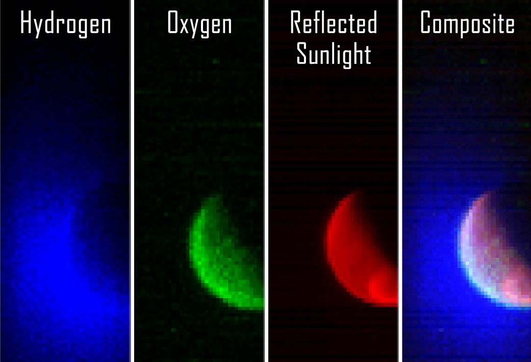 MAVEN views of Mars at different wavelengths (false-color)