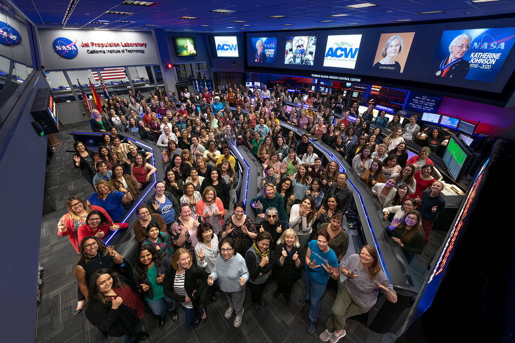 Women at NASA JPL pose for group photo