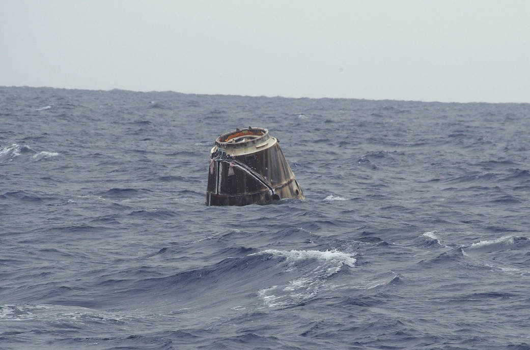 SpaceX Dragon following splashdown 