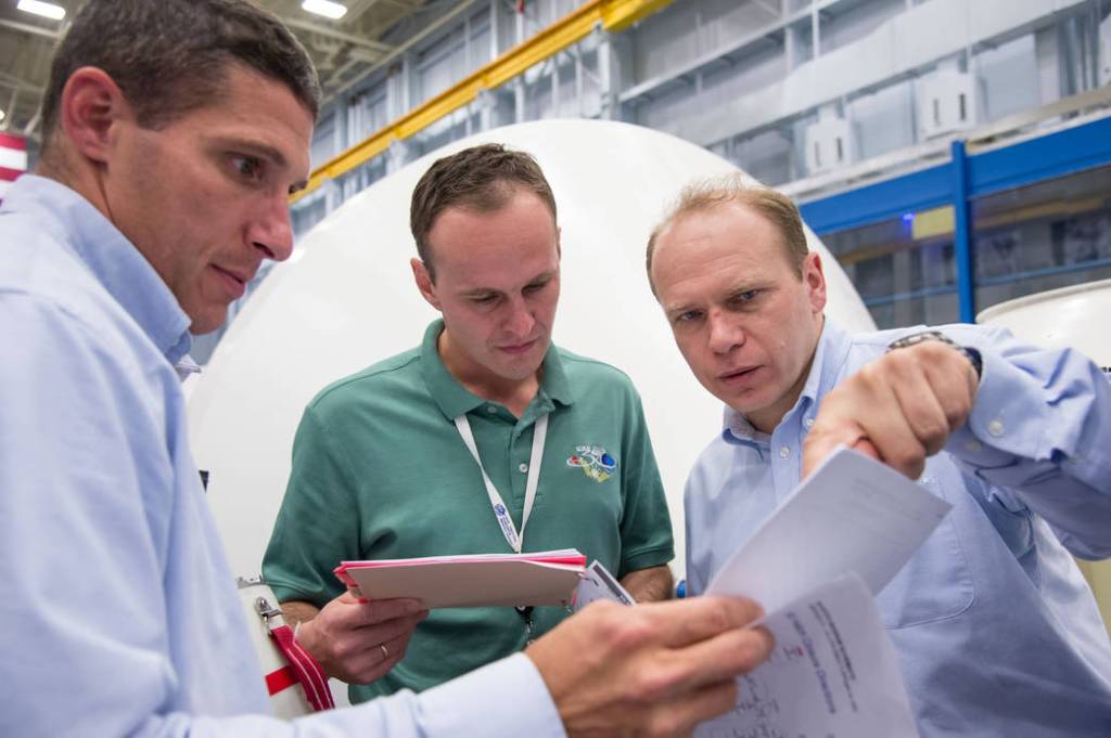 Michael Hopkins, Sergey Ryazansky and Oleg Kotov