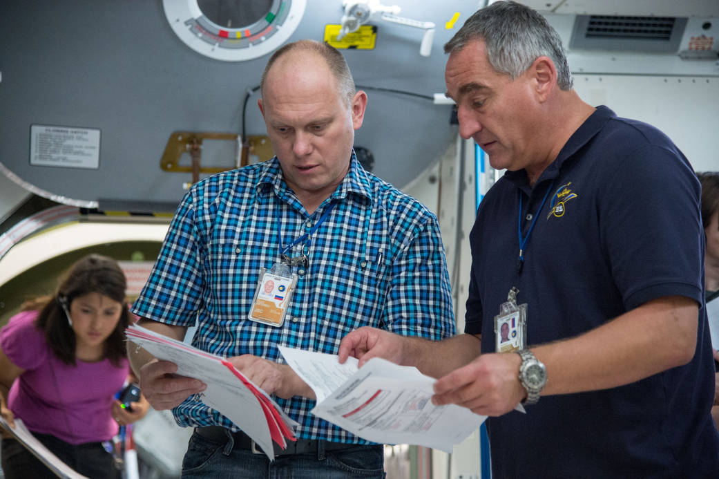 Russian cosmonauts Oleg Artemyev and Alexander Skvortsov