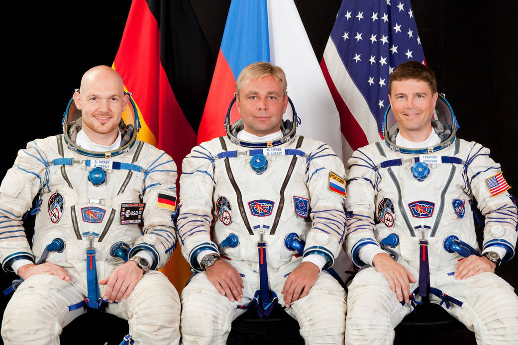 Alexander Gerst, Maxim Suraev and Reid Wiseman