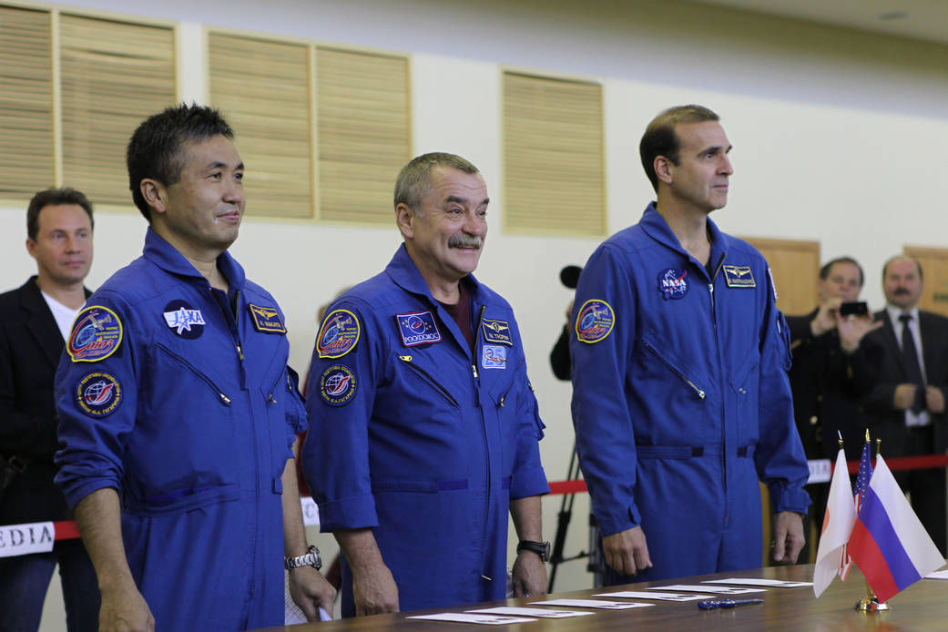 Koichi Wakata, Mikhail Tyurin and Rick Mastracchio