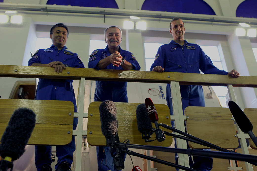 Koichi Wakata, Mikhail Tyurin and Rick Mastracchio