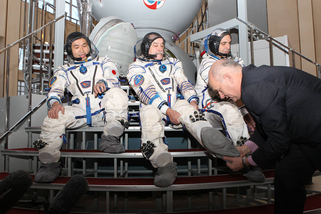 Mikhail Tyurin, Koichi Wakata, and Rick Mastracchio