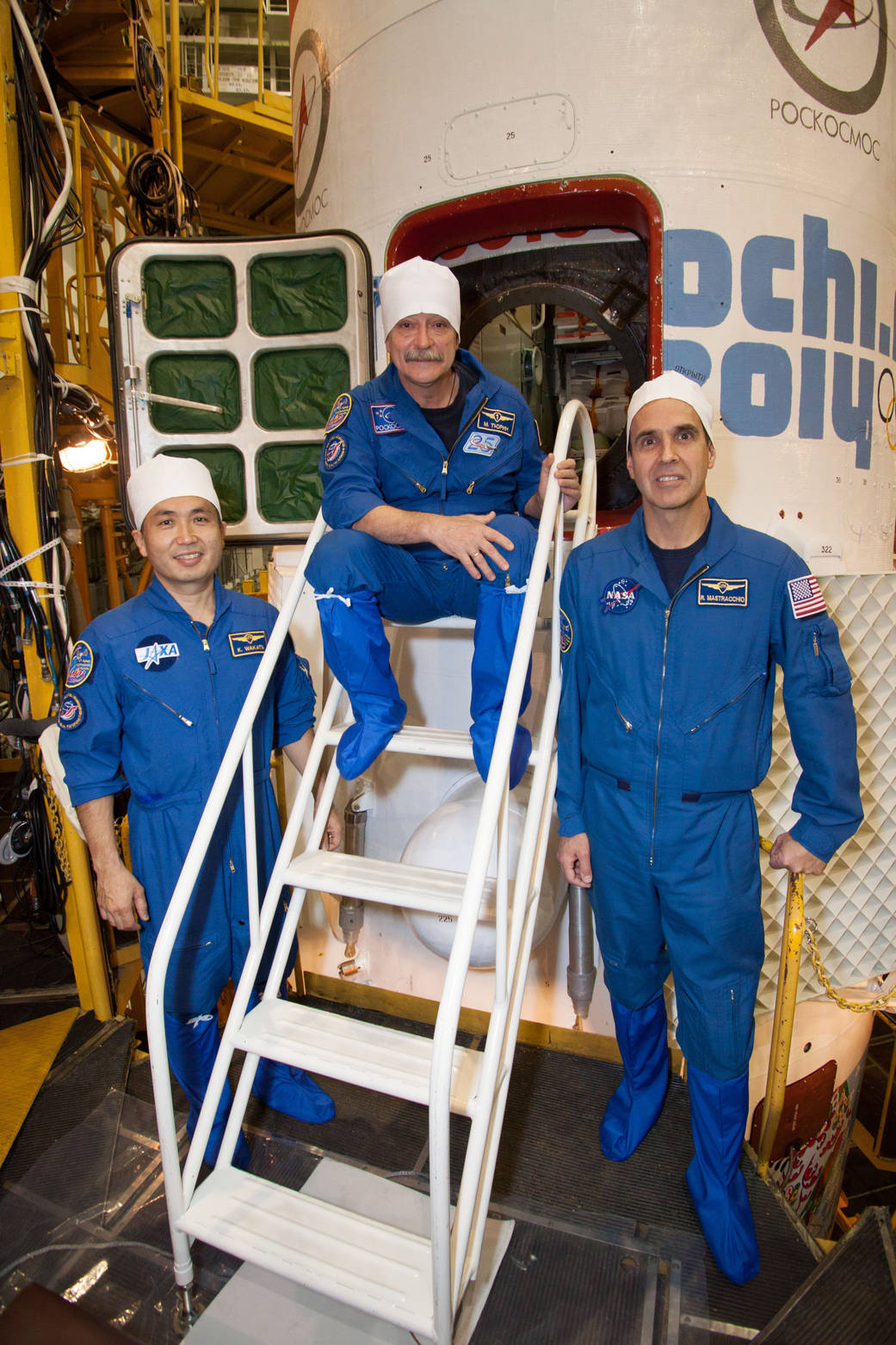Koichi Wakata, Mikhail Tyurin and Rick Mastracchio