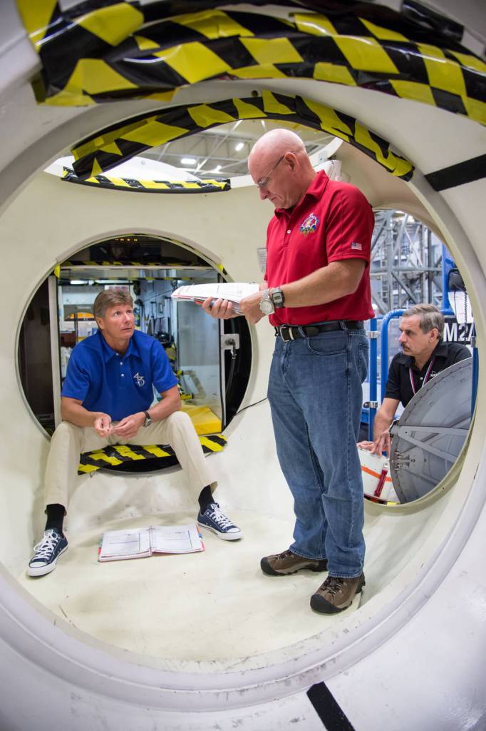Scott Kelly, Mikhail Kornienko and Gennady Padalka