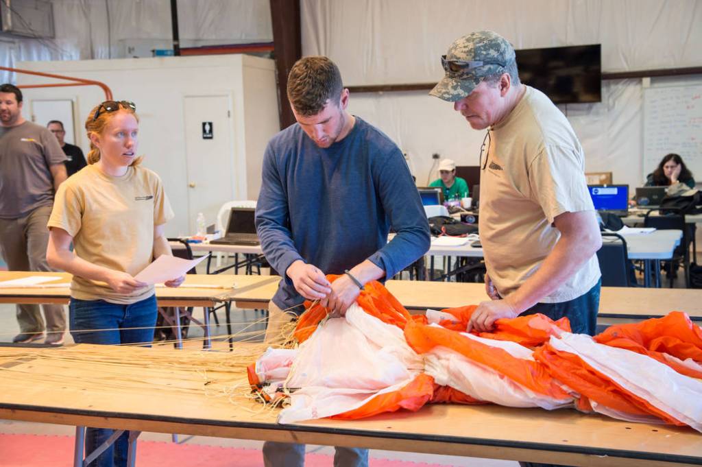 Engineers Testing Sub-Scale Parachutes