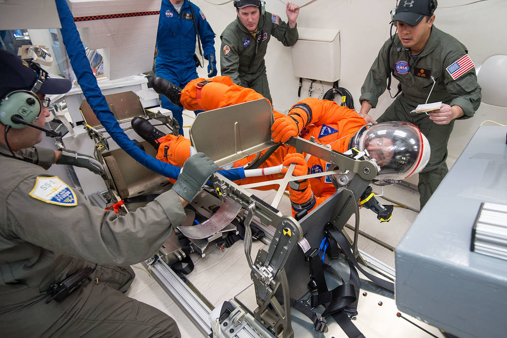 Orion Spacesuits Tested in Reduced Gravity Environment