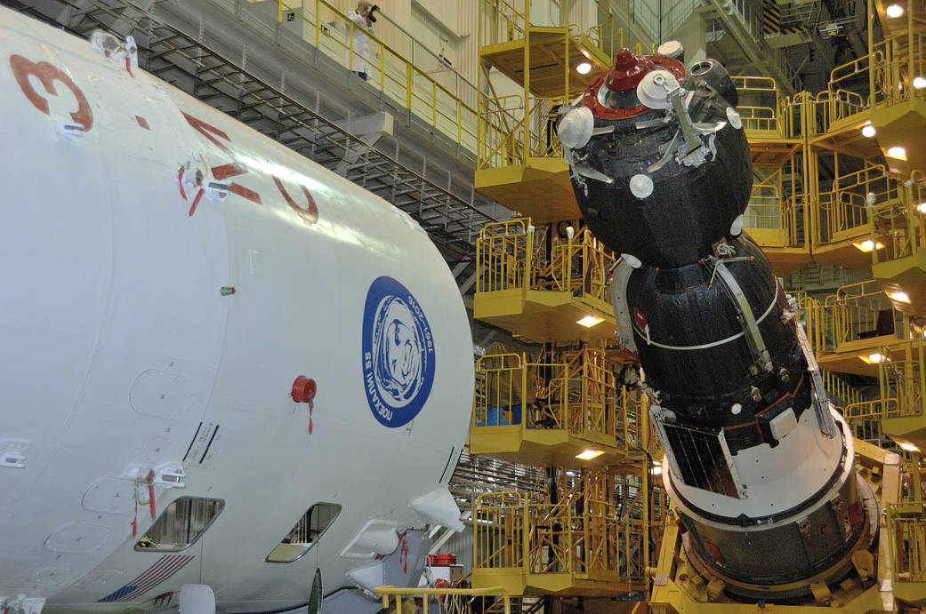 The Soyuz MS-03 Spacecraft is Rotated into Position