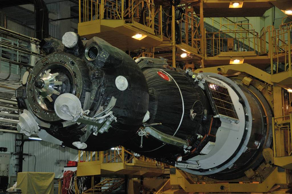 The Soyuz MS-03 Spacecraft Sits in Horizontal Position