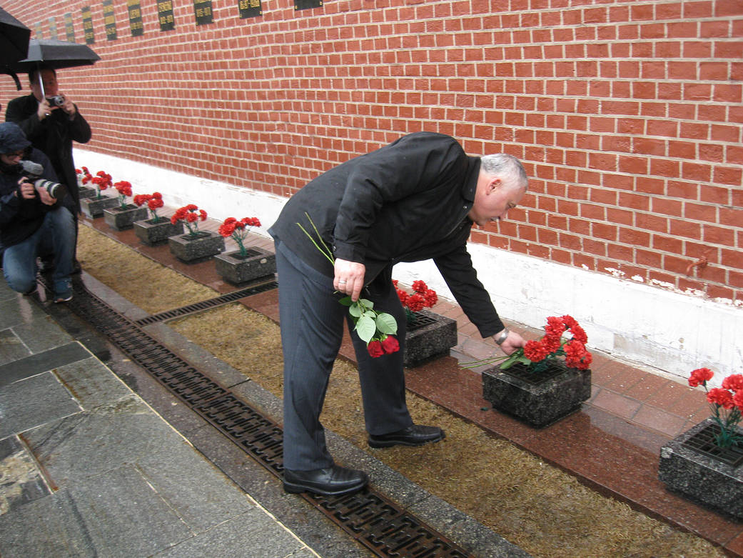 Cosmonaut Fyodor Yurchikhin Lays Flowers During Traditional Ceremonies