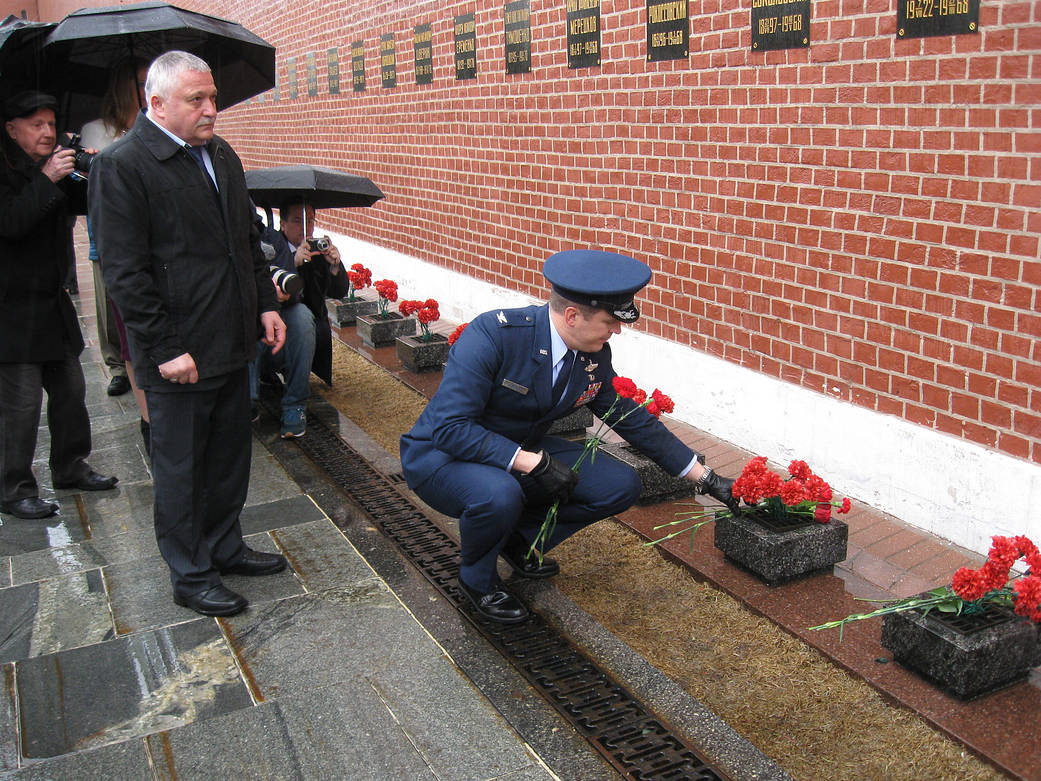 NASA Astronaut Jack Fischer Lays Flowers During Traditional Ceremonies