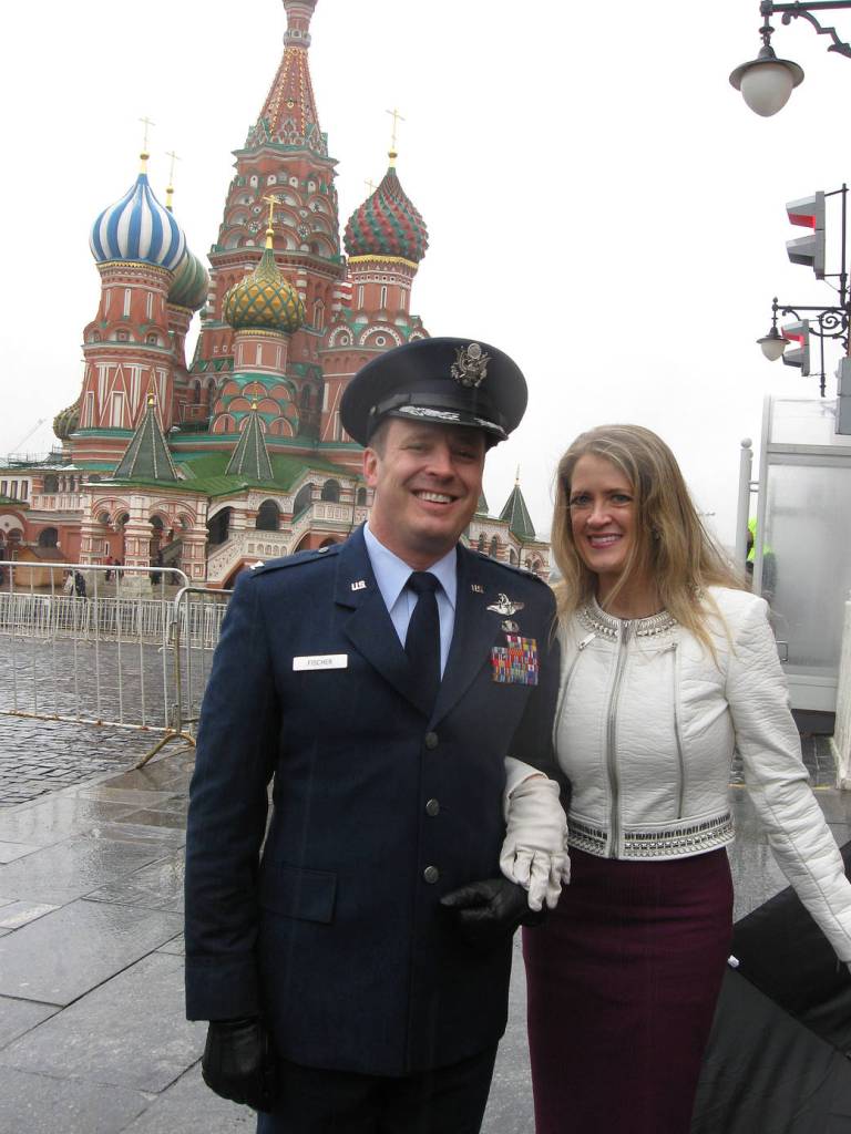 NASA Astronaut Jack Fischer with Wife Elizabeth in Red Square