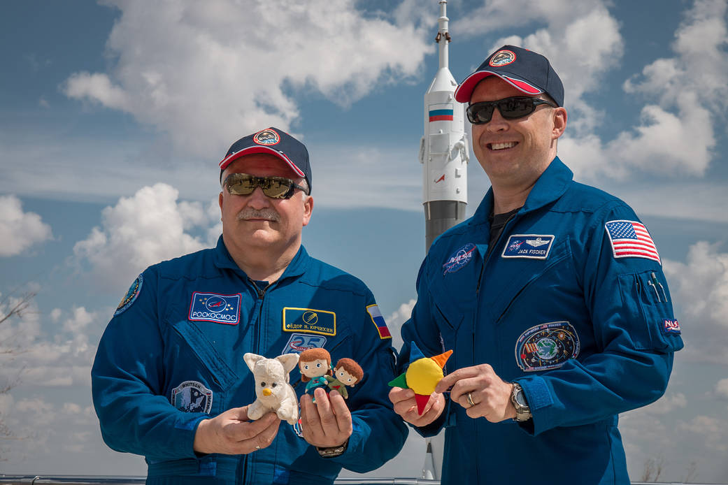 Expedition 51 Crew Shows Off Mascots