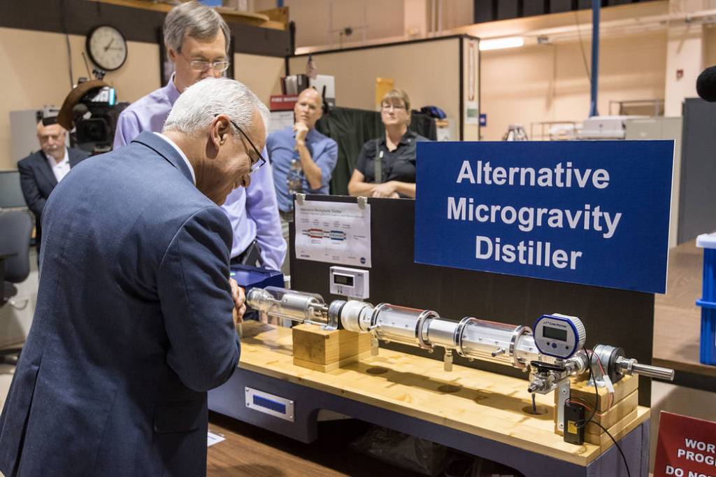 NASA Chief Technologist Inspects a Mock-Up of Hardware at Jacobs’ Engineering Development Facility